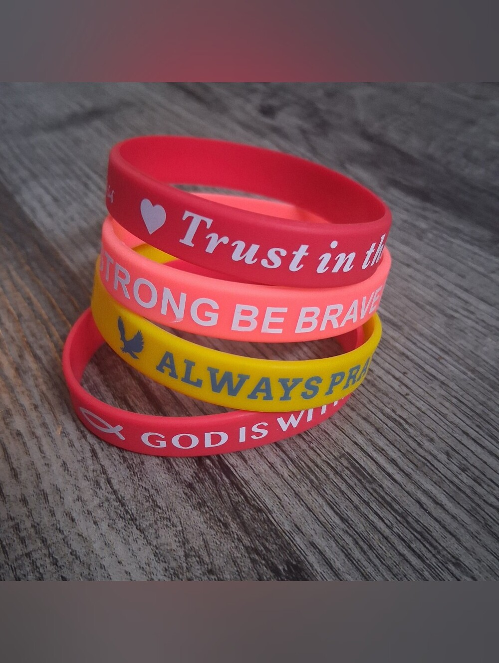 Inspirational Silicone Wristband Set - Pink, Red & Yellow